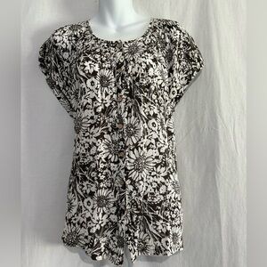 Kim Rogers Floral button-up Blouse Size XL